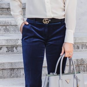 MOSCHINO JEANS Navy Blue Velvet Pants Size 8 MINIMALIST CONTEMPORARY CHIC